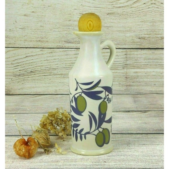 Olive Oil Dispenser Bottle Ceramic Handmade Painted Home Kitchen Decoration - Picture 5 of 10